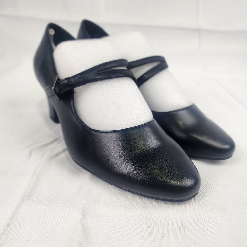 Easy Street Womens Meryl Black Mary Jane Block Heel Pumps 9.5 M